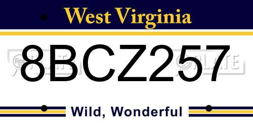 8BCZ257 West Virginia License Plate
