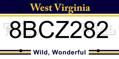 8BCZ282 West Virginia License Plate