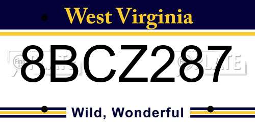 8BCZ287 West Virginia License Plate