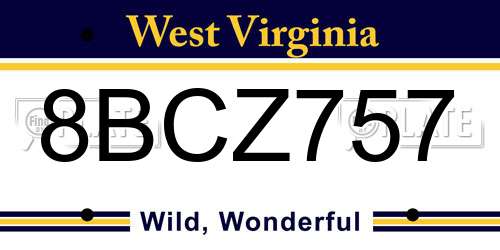 8BCZ757 West Virginia License Plate