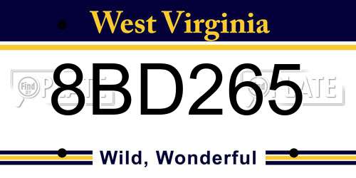 8BD265 West Virginia License Plate