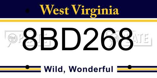8BD268 West Virginia License Plate