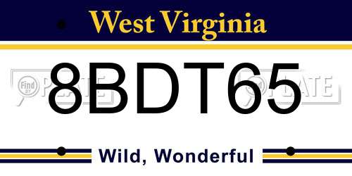 8BDT65 West Virginia License Plate