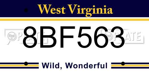 8BF563 West Virginia License Plate