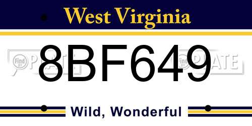 8BF649 West Virginia License Plate