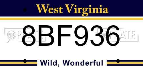 8BF936 West Virginia License Plate