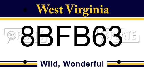 8BFB63 West Virginia License Plate
