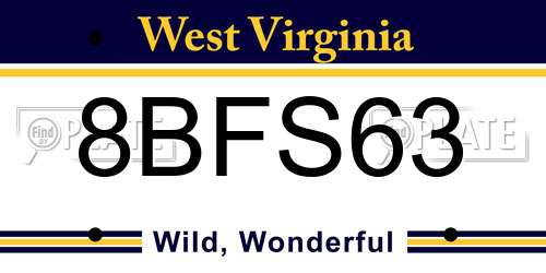 8BFS63 West Virginia License Plate
