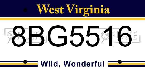 8BG5516 West Virginia License Plate
