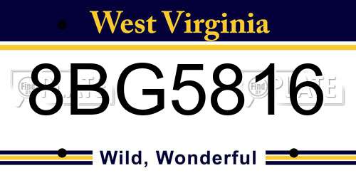 8BG5816 West Virginia License Plate