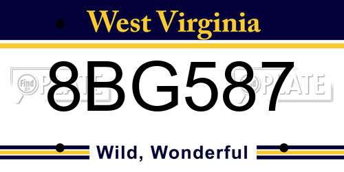 8BG587 West Virginia License Plate
