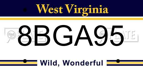 8BGA95 West Virginia License Plate