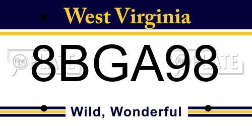 8BGA98 West Virginia License Plate