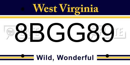 8BGG89 West Virginia License Plate