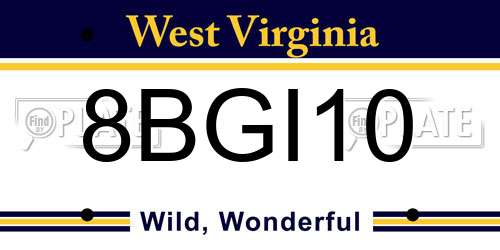 8BGI10 West Virginia License Plate