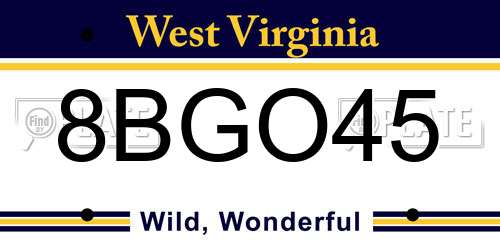 8BGO45 West Virginia License Plate