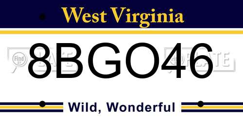 8BGO46 West Virginia License Plate