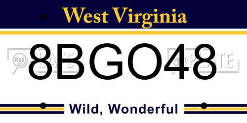 8BGO48 West Virginia License Plate
