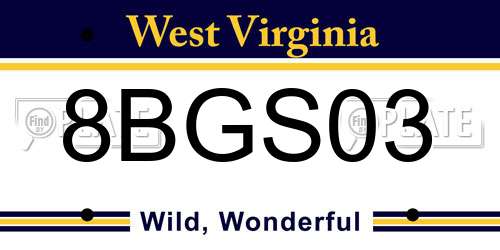 8BGS03 West Virginia License Plate