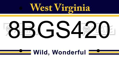 8BGS420 West Virginia License Plate