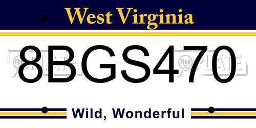 8BGS470 West Virginia License Plate