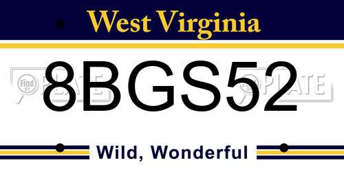 8BGS52 West Virginia License Plate
