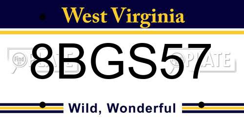 8BGS57 West Virginia License Plate