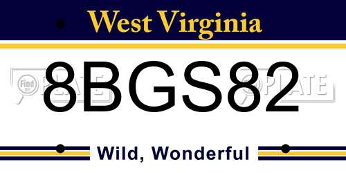 8BGS82 West Virginia License Plate