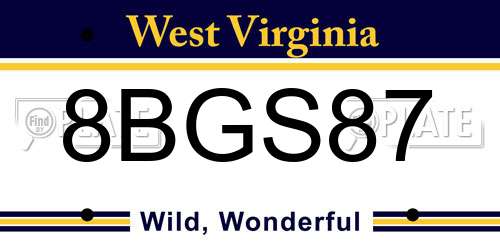 8BGS87 West Virginia License Plate