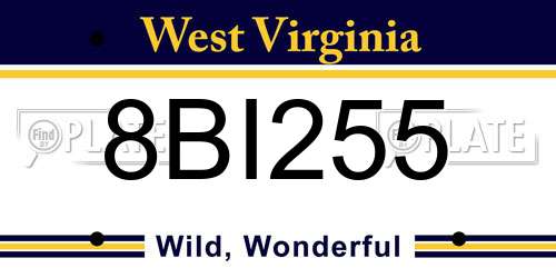 8BI255 West Virginia License Plate