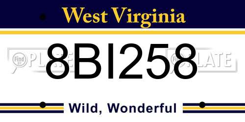 8BI258 West Virginia License Plate