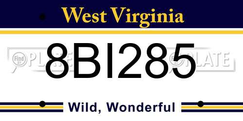 8BI285 West Virginia License Plate
