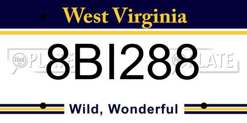 8BI288 West Virginia License Plate