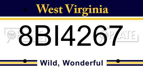 8BI4267 West Virginia License Plate