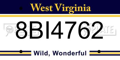 8BI4762 West Virginia License Plate