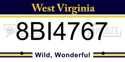 8BI4767 West Virginia License Plate