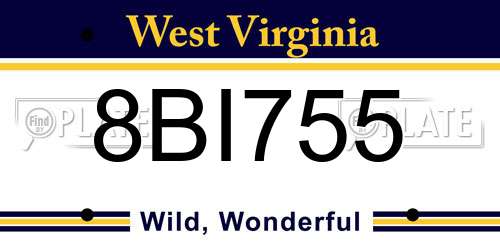 8BI755 West Virginia License Plate