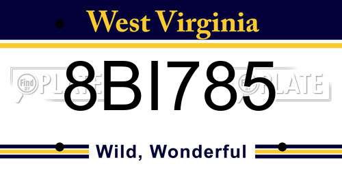8BI785 West Virginia License Plate