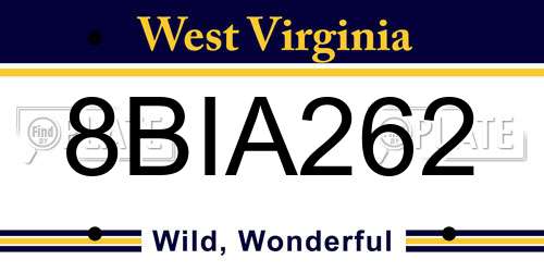 8BIA262 West Virginia License Plate