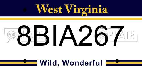 8BIA267 West Virginia License Plate