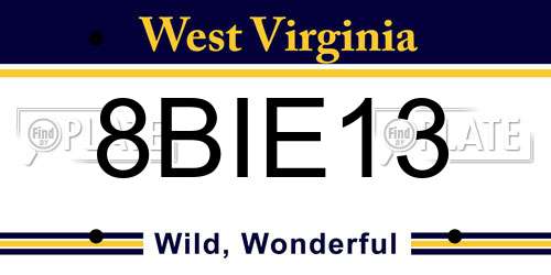 8BIE13 West Virginia License Plate