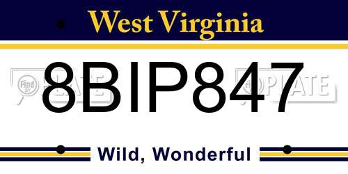 8BIP847 West Virginia License Plate