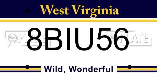 8BIU56 West Virginia License Plate