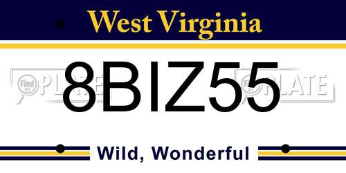 8BIZ55 West Virginia License Plate