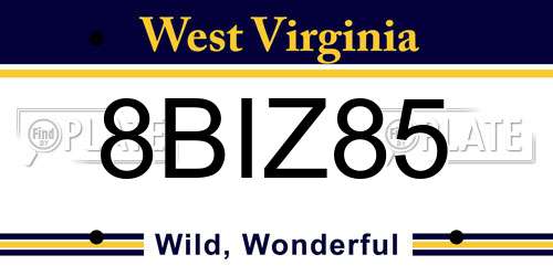 8BIZ85 West Virginia License Plate