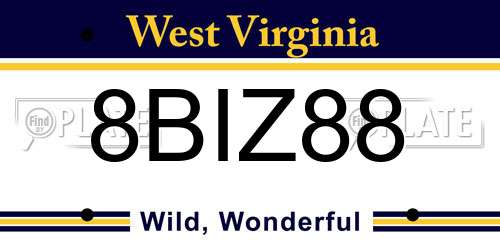 8BIZ88 West Virginia License Plate
