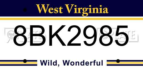8BK2985 West Virginia License Plate