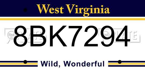 8BK7294 West Virginia License Plate