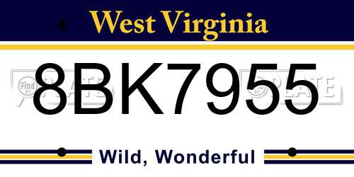 8BK7955 West Virginia License Plate