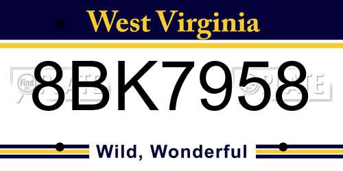 8BK7958 West Virginia License Plate